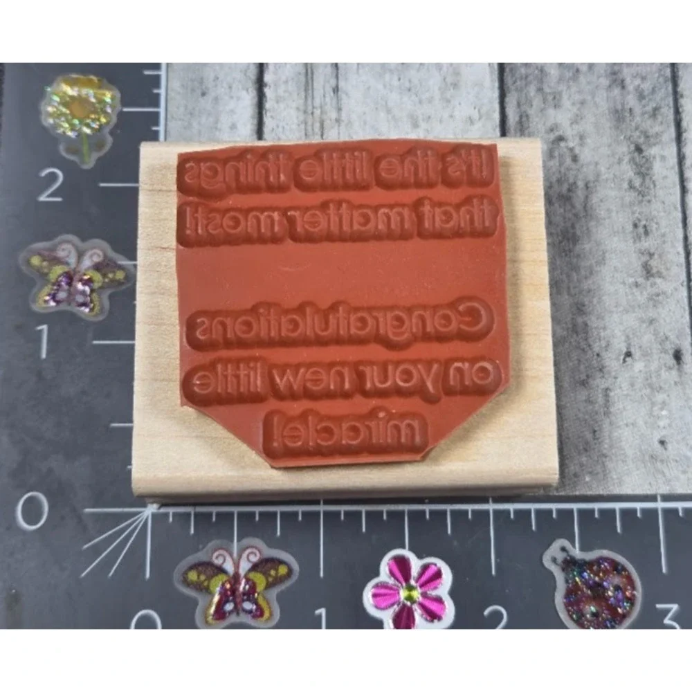 Stampin' Up! Little Things Congrats New Miracle Baby Rubber Stamp Wood #Q23